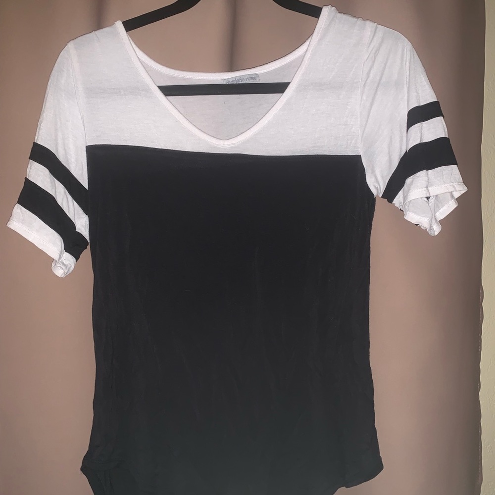 Charlotte Russe black and white sleeve shirt